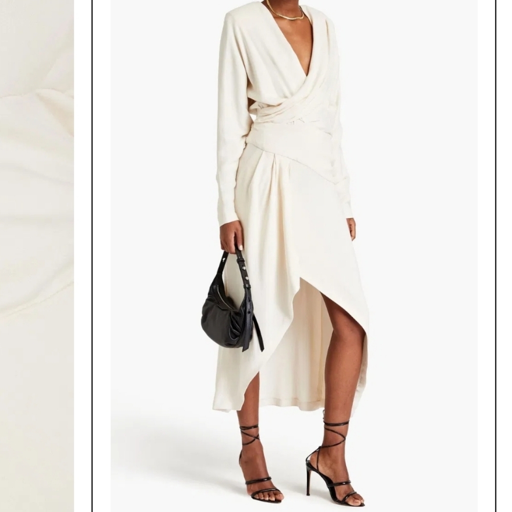 IRO New Elegant Cream Wrap Effect Dress Size 34 Fits Xs